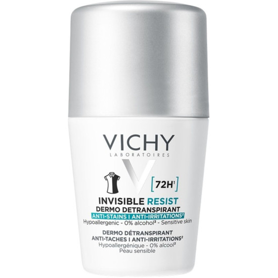 VICHY DEO INVISIBLE RESIST ANTI-STAINS & ANTI IRRITATIONS 72H део рол-он против петна и раздразнения за чувствителна кожа 50 мл