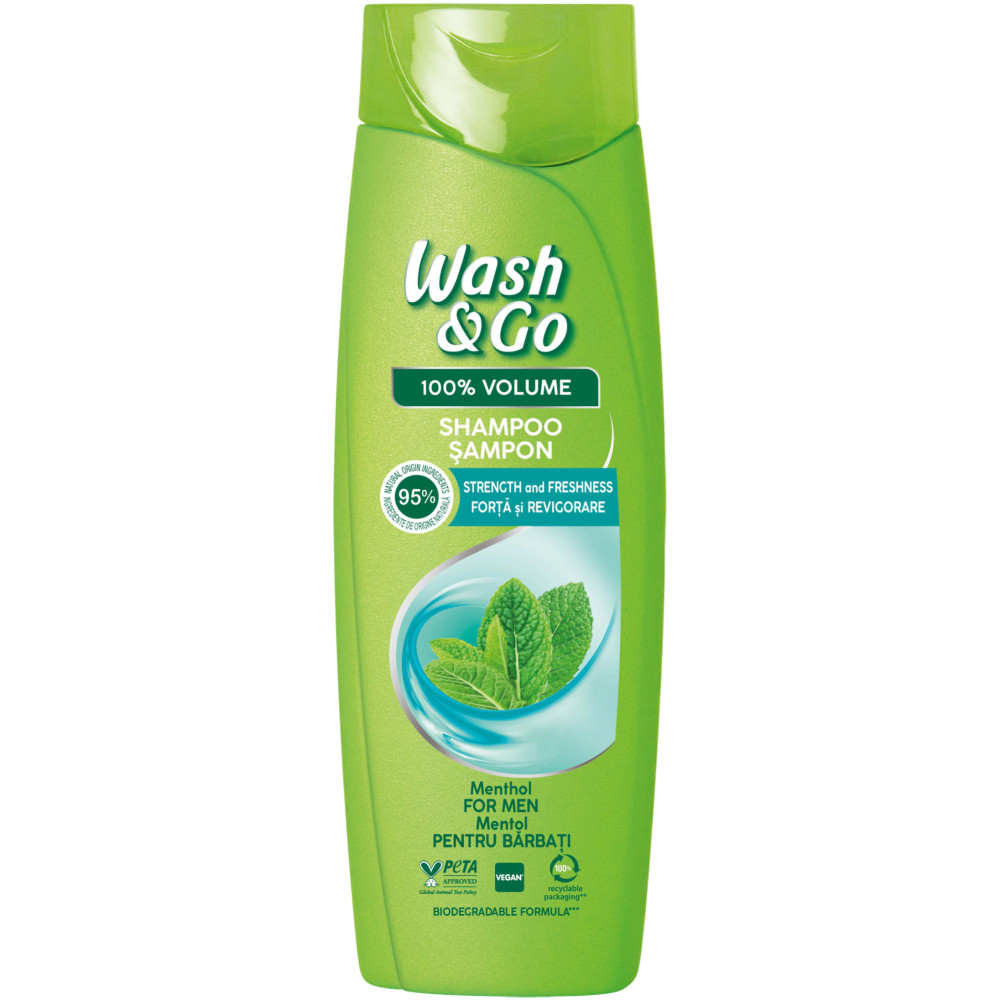 WASH & GO шампоан с екстракт от ментол за мъже 360 мл - Грижа за косата