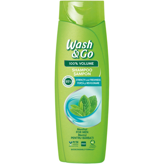 WASH & GO FOR MEN шампоан с ментол за мъже 360 мл