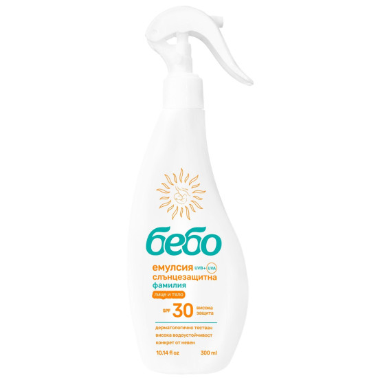 БЕБО FAMILY слънцезащитна емулсия фамилия за лице и тяло SPF 30 300 мл