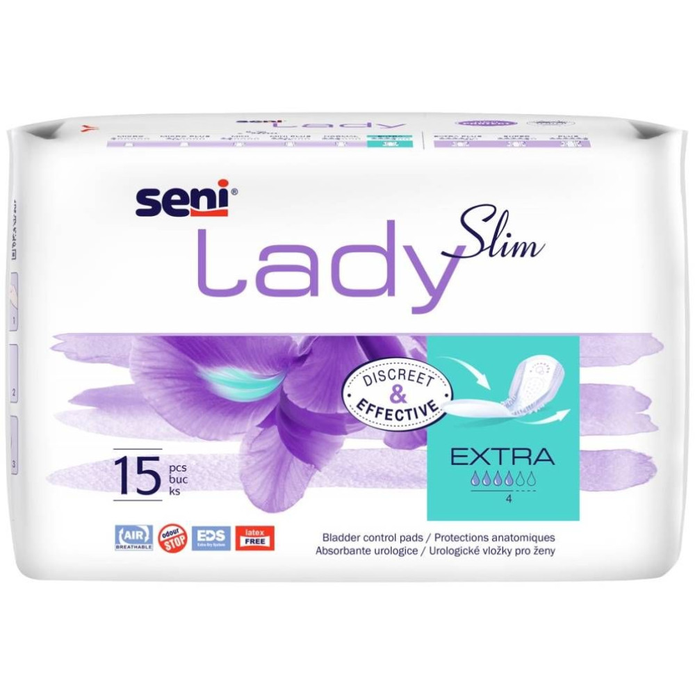 СЕНИ LADY SLIM EXTRA анатомични урологични подложки за жени х 15 бр - Грижа за бременни майки и кърмачки