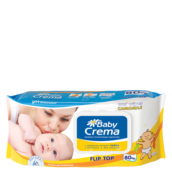 ᐉ КЪРПИ МОКРИ BABY CREMA с лайка х 80 бр