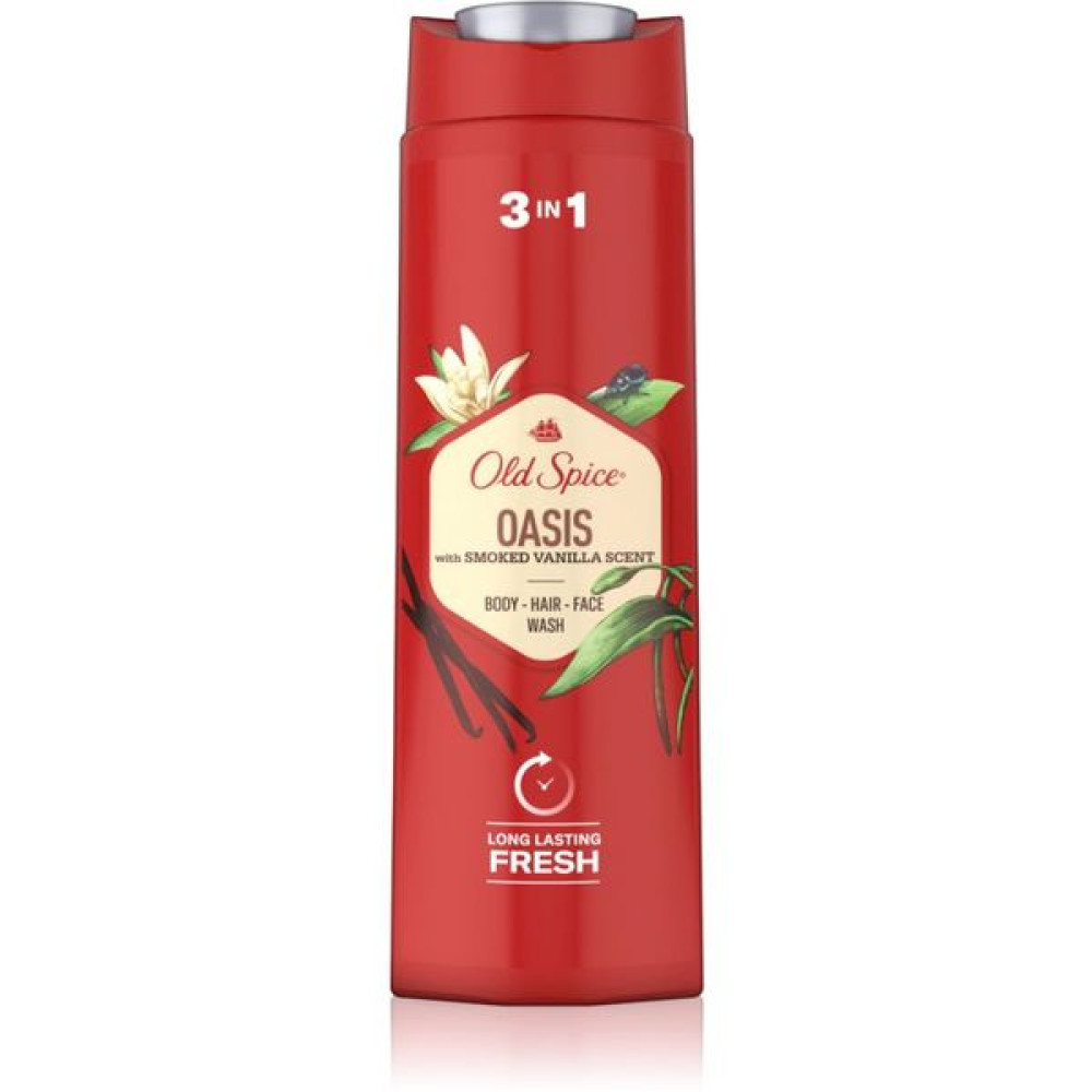 ОЛД СПАЙС OASIS WITH SMOKED VANILLA SCENT 3in1 душ гел + шампоан за мъже 400 мл - Грижа за лицето и тялото