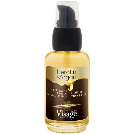 VISAGE COLOR KERATIN & ARGAN LIQUID CRYSTAL течни кристали за коса с кератин и арган за увредена и третирана коса 50 мл