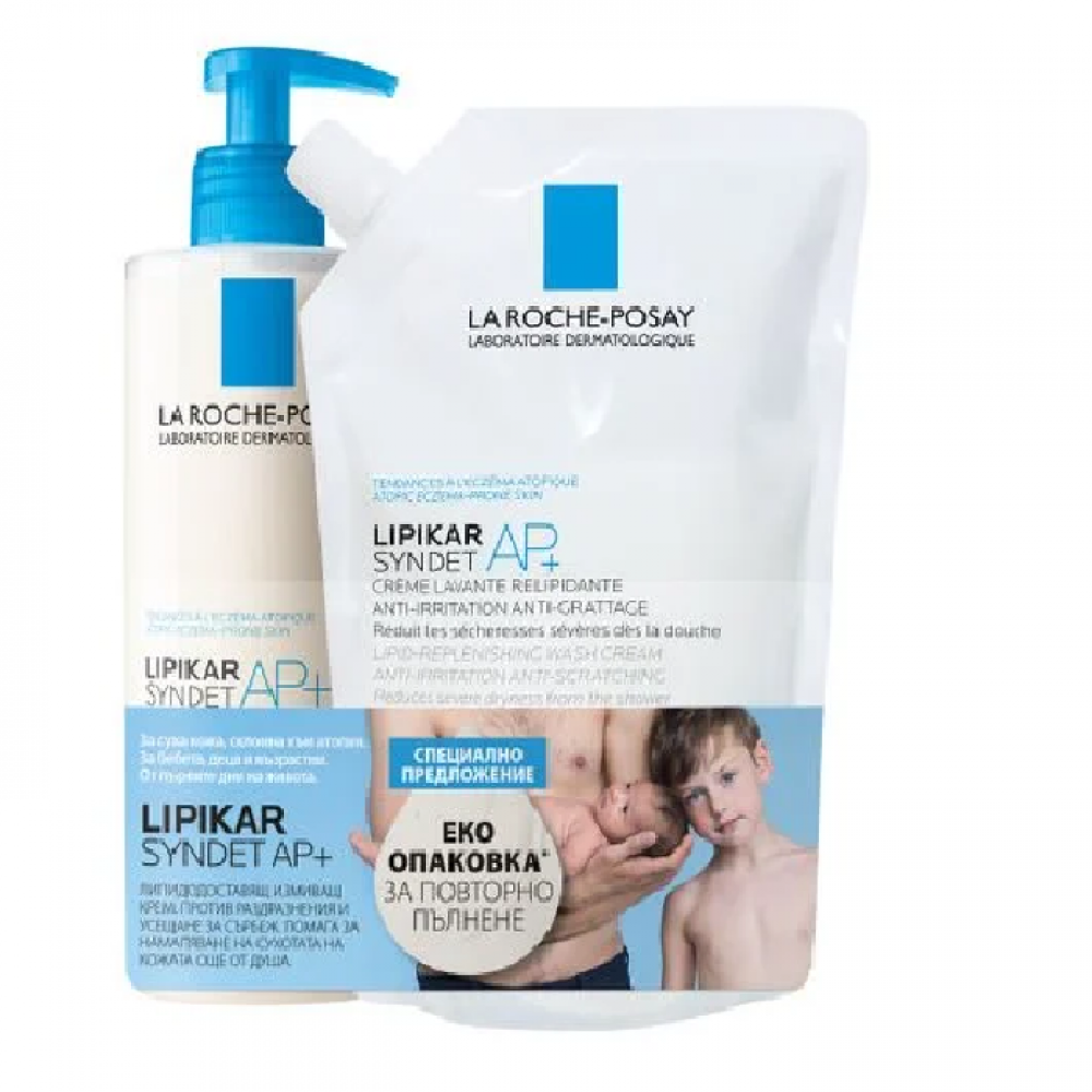 ЛАРОШ ПОЗЕ LIPIKAR SUNDET AP+ измиващ крем 400 мл + REFIL 400 мл/промо к-т/ - Грижа за лицето и тялото ЛАРОШ ПОЗЕ LIPIKAR SUNDET AP+ измиващ крем 400 мл + REFIL 400 мл/промо к-т/ - Грижа за лицето и тялото