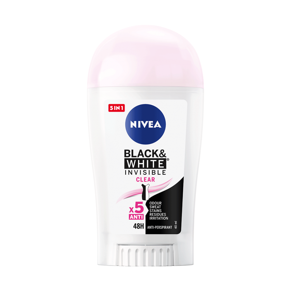 НИВЕА DEO стик CLEAR INVISIBLE BLACK & WHITE 40 мл /розов/ - Грижа за тялото
