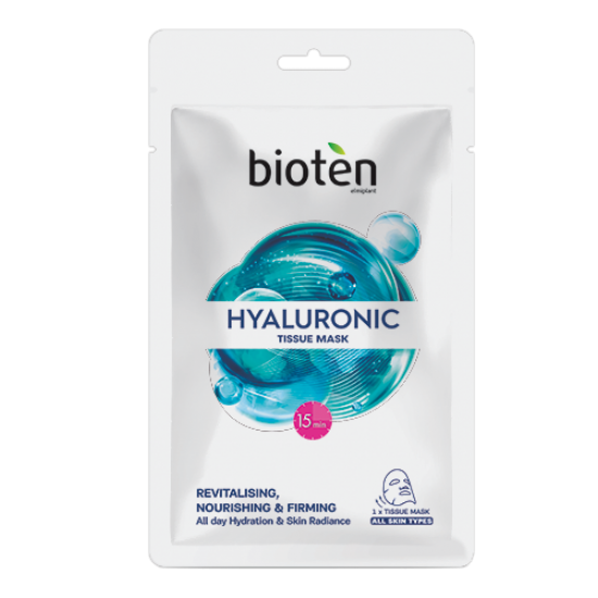 БИОТЕН HYALURONIC GOLD TISSUE MASK маска за лице с хиалурон лист 20 мл
