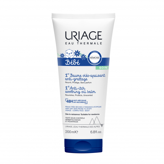 URIAGE BEBE 1ST BAUME OLEO-APAISANT ANTI-GRATTAGE успокояващ олио-балсам за бебета и деца за суха кожа склонна към атопия 200 мл