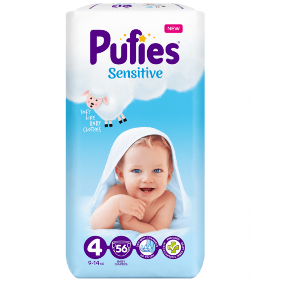 ᐉ ПАМПЕРСИ ПЕЛЕНИ PUFIES SENSITIVE 4 MAXI -14 кг х 56 бр