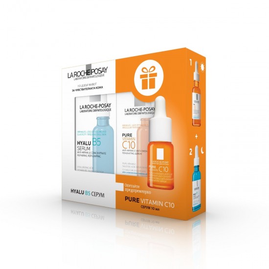 ᐉ ЛАРОШ ПОЗЕ КОМПЛЕКТ HYALU B5 серум 30 мл + PURE VITAMIN C10 серум 10 мл + ANTHELIOS AGE CORRECT SPF50 3 мл