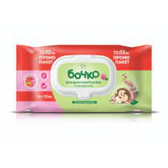 БОЧКО BABY кърпи мокри СМРАДЛИКА х 72 бр + 12 бр /капак/