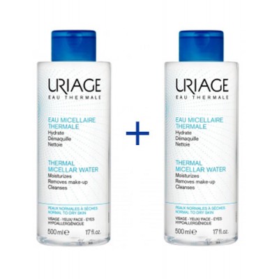 URIAGE DUO THERMAL MICELLAR WATER термална мицеларна вода за нормална и суха кожа 500 мл х 2 бр /1+1/