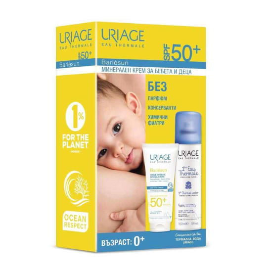 URIAGE BARIESUN КОМПЛЕКТ ЗА БЕБЕТА И ДЕЦА SPF50+ минерален крем 100 мл + термална вода 150 мл