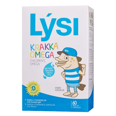 ОМЕГА 3 ЗА ДЕЦА (рибено масло от исландска риба треска) + ВИТАМИН D3 дъвчащи капс х 60 бр LYSI