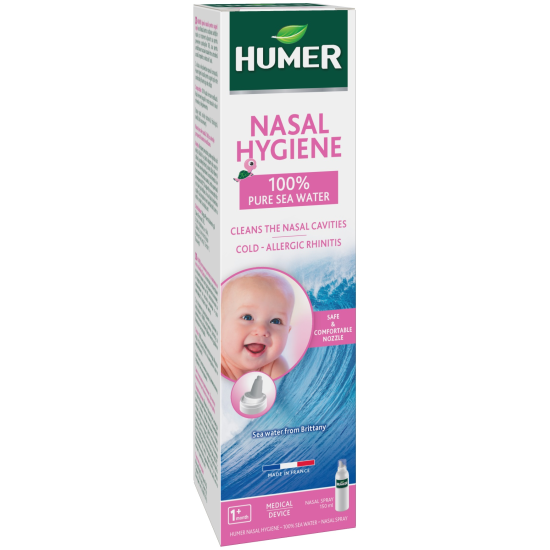 ХЮМЕР NASAL HYGIENE 100% морска вода спрей за нос за бебета и деца 150 мл