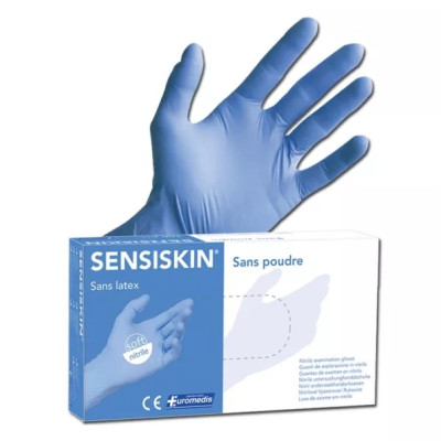 РЪКАВИЦИ НИТРИЛНИ EUROMEDIS SENSISKIN BLUE L х 100 бр /без талк/