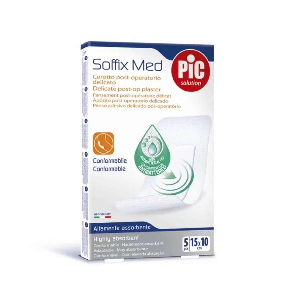 Pic Soffix Med Стерилен постоперативен пластир 15х10 см х5 броя - Лепенки и марли