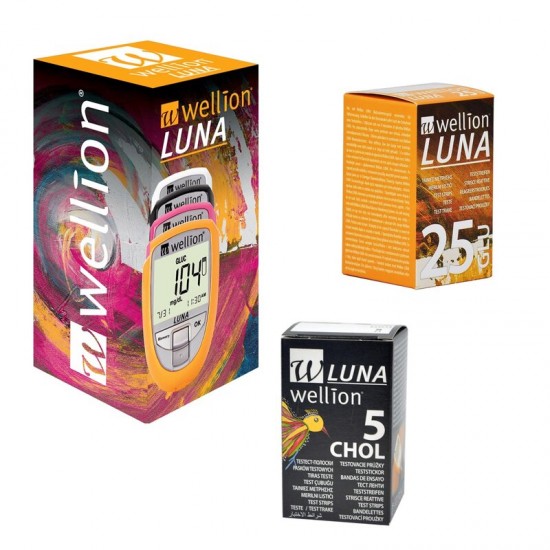 ГЛЮКОМЕР ЗА КРЪВНА ЗАХАР WELLION LUNA TRIO + ТЕСТ ЛЕНТИ WELLION LUNA + WELLION ЛАНЦЕТИ ПРОМО