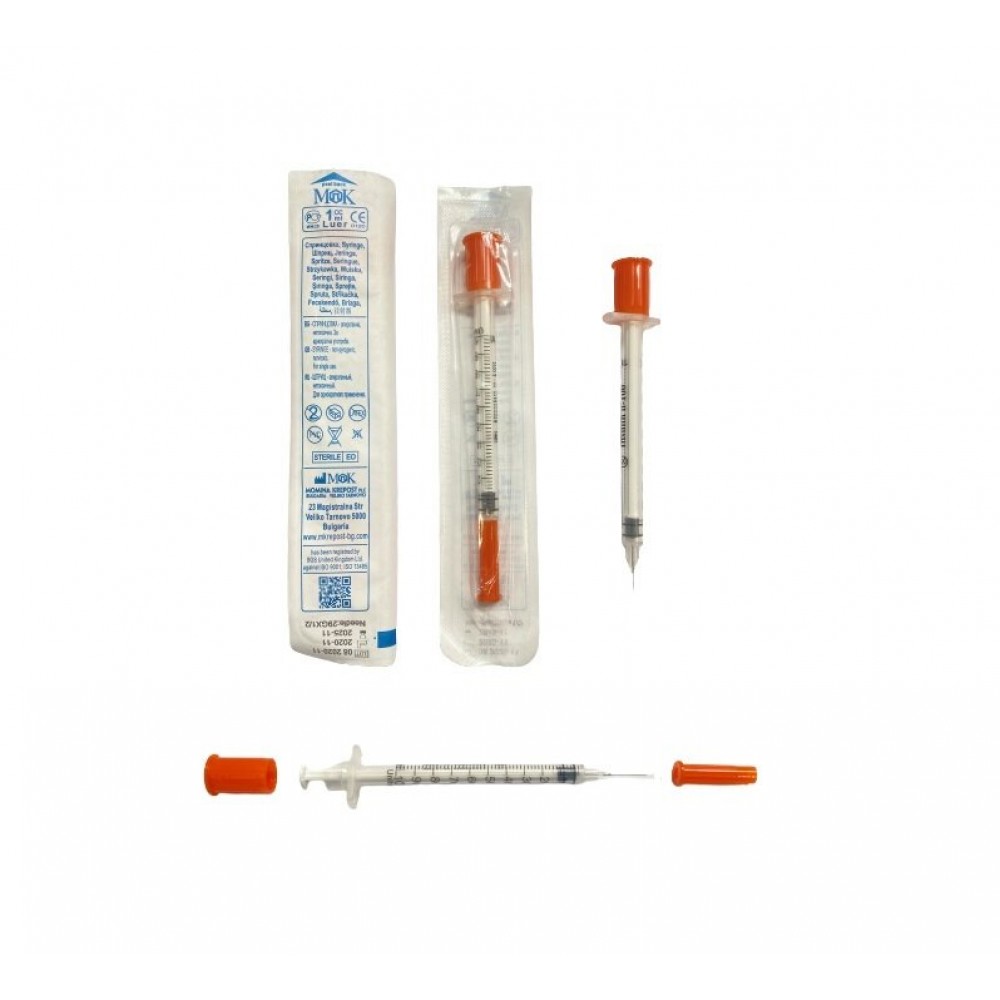 Insulin syringe 1 ml 100 IU 1 br. / Инсулинова спринцовка 1 мл 100 IU 1 бр. - Спринцовки и игли