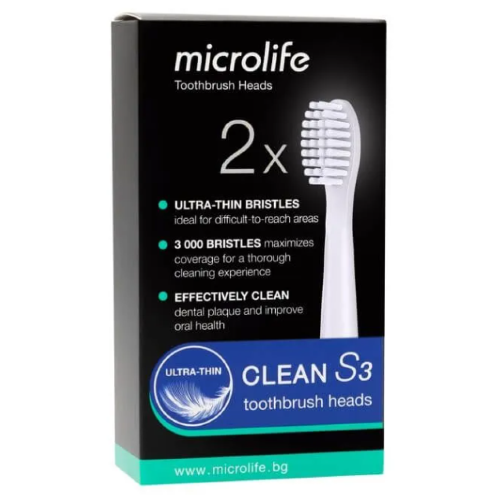 НАКРАЙНИК за звукова електрическа четка за зъби MICROLIFE S3 SOFT WHITE х 2 бр - Орална хигиена