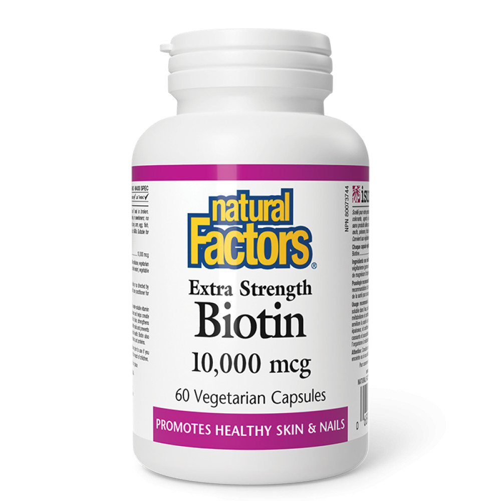 БИОТИН EXTRA STRENGTH капс 10000 мг х 60 бр NATURAL FACTORS - Витамини, минерали и антиоксиданти