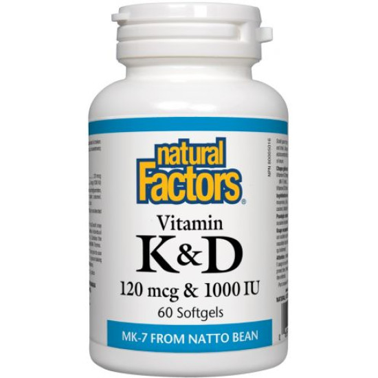 ВИТАМИН K + D (К2 MK-7 120 мкг + D3 1000IU) софтгел капс х 60 бр NATURAL FACTORS