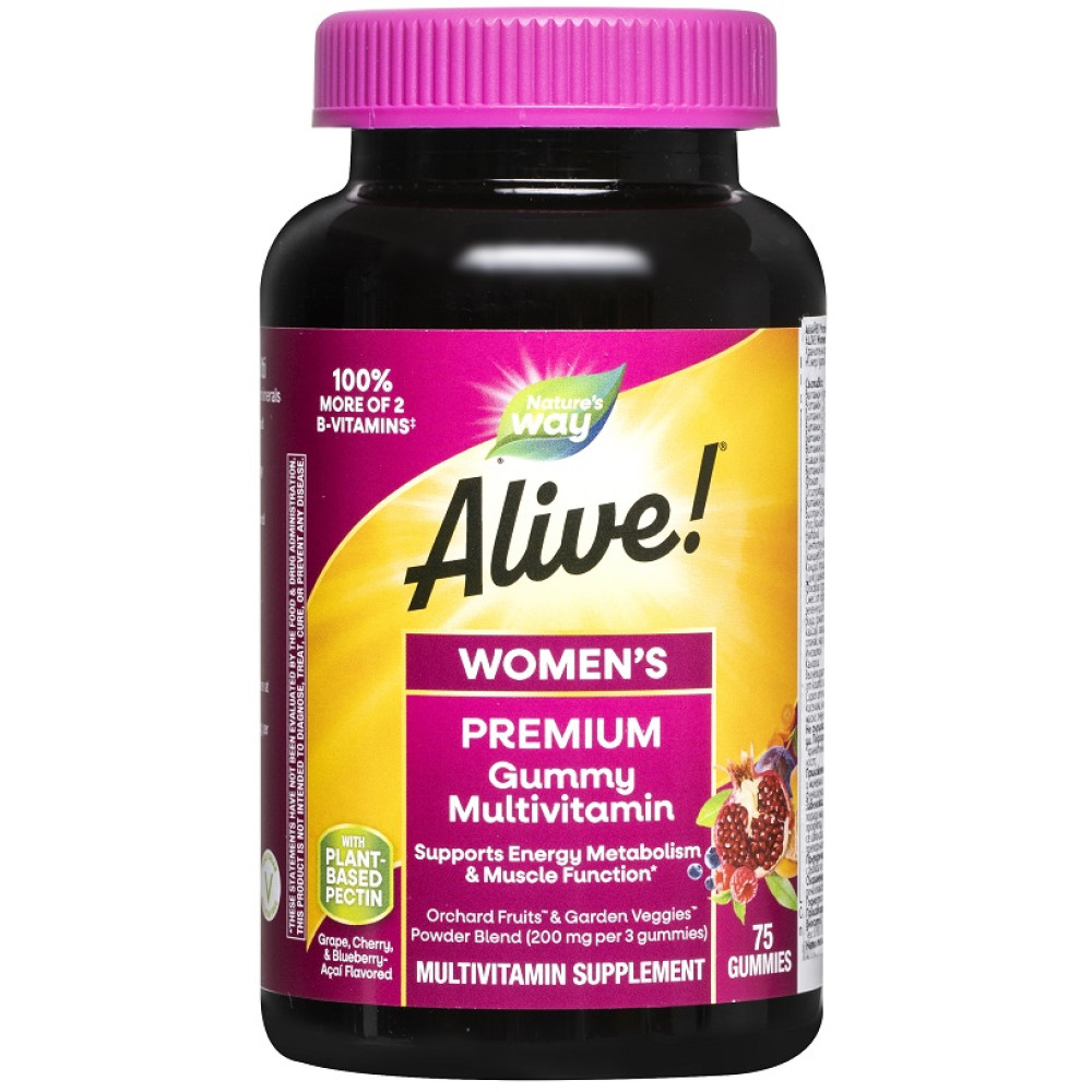 Alive (Алайв) Желирани таблетки мултивитамини за жени, 131мг, 75 бр., Nature's way -