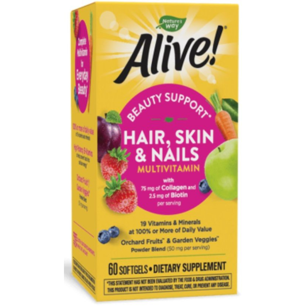 Alive Мултивитамини за коса, кожа и нокти x60 софтгел капсули - Коса кожа нокти Alive Мултивитамини за коса, кожа и нокти x60 софтгел капсули - Коса кожа нокти