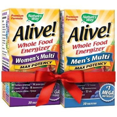 АЛАЙВ МУЛТИВИТАМИНИ ЗА МЪЖЕ табл х 30 + МУЛТИВИТАМИНИ ЗА ЖЕНИ табл х 30 бр NW
