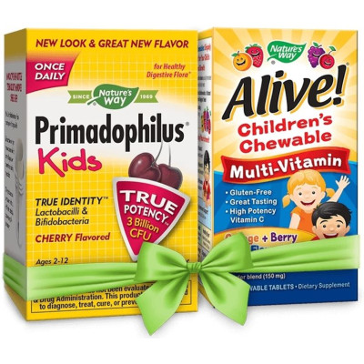 АЛАЙВ ПРОМО ПАКЕТ 3 Примадофилус Кидс 3 млрд пробиотици х 30 дъвчащи табл + АЛАЙВ Мултивитамини за деца х 30 дъвчащи табл