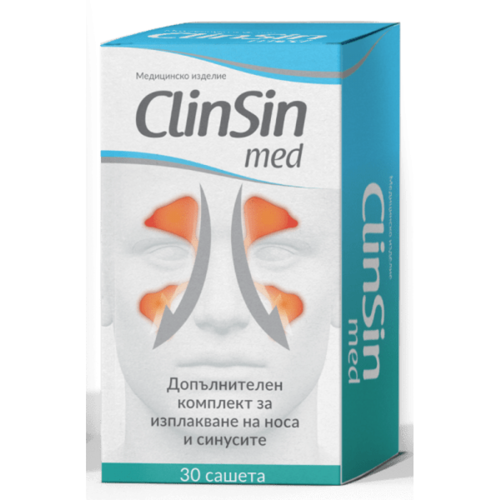 ClinSin med Комплект за изплакване на носа и синусите х16 сашета - Уши, нос, гърло