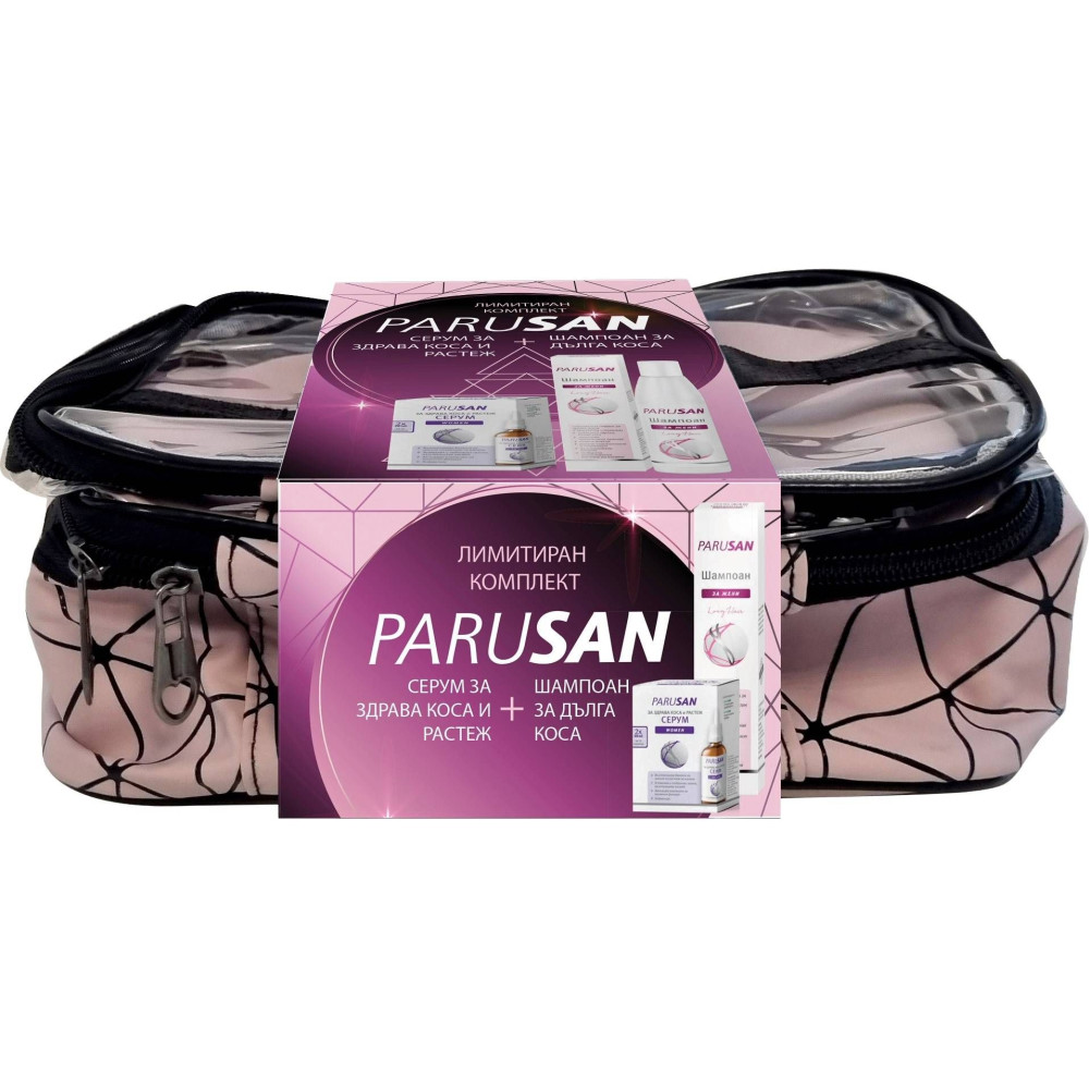 PARUSAN ПРОМО КОМПЛЕКТ ЗА ЖЕНИ шампоан за дълга коса 200 мл + серум за здрава коса и растеж 2х50 мл + НЕСЕСЕР - Грижа за косата
