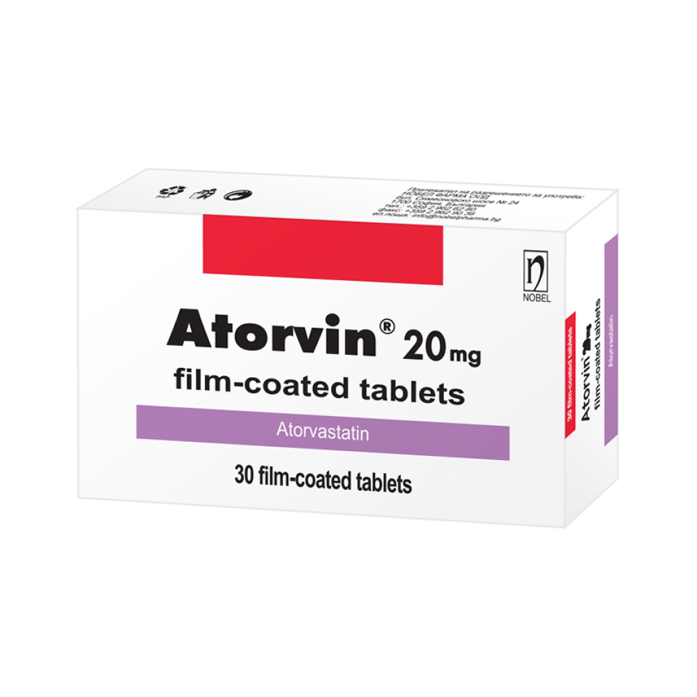 Аторвин 20 mg 30 филмирани таблетки / Atorvin 20 mg 30 film-coated tablets - Лекарства с рецепта