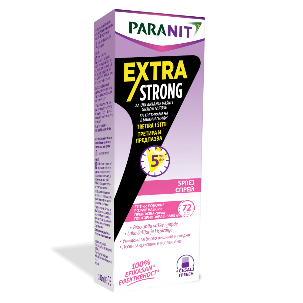 Paranit (Паранит) Extra Strong - спрей за третиране против въшки и гниди 100мл, Perrigo -