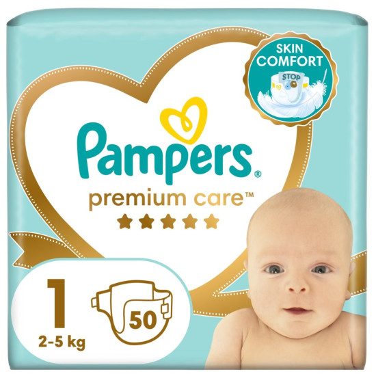 ПАМПЕРС ПЕЛЕНИ PREMIUM CARE 1 за новородени 2-5 кг x 50 бр