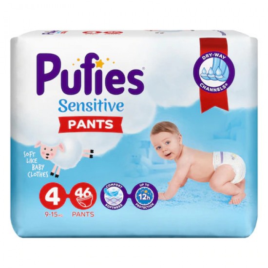 ПАМПЕРС ГАЩИ PUFIES SENSITIVE PANTS 4 9-15 кг х 46 бр