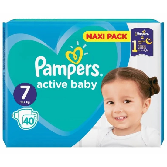 ПАМПЕРС ПЕЛЕНИ ACTIVE BABY 7 15+ кг x 40 бр + ПОДАРЪК МОКРИ КЪРПИ FRESH CLEAN x 52 бр