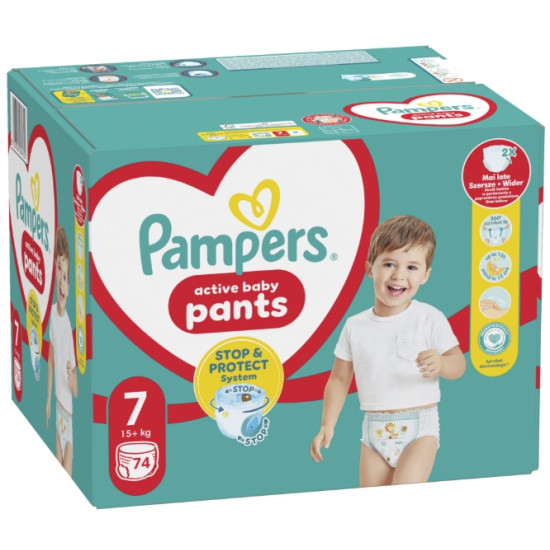 ПАМПЕРС PANTS 7 гащи за бебета и деца /15+ кг/ x 74 бр