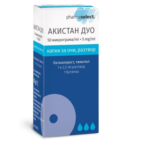 АКИСТАН ДУО капки за очи, разтвор 50 мкг/мл 2.5 мл