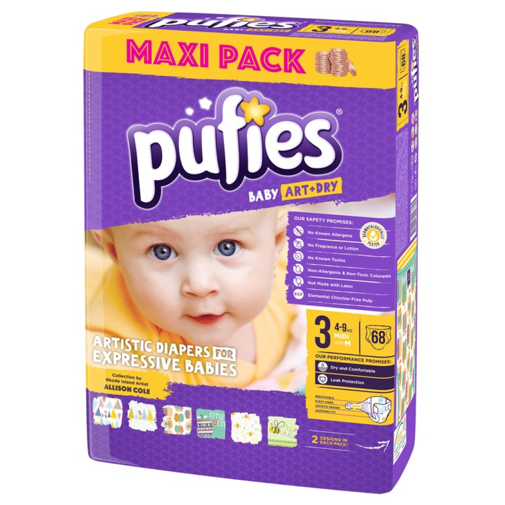 ПАМПЕРС ПЕЛЕНИ PUFIES BABY MIDI 4-9 кг х 68 бр - Грижа за детето
