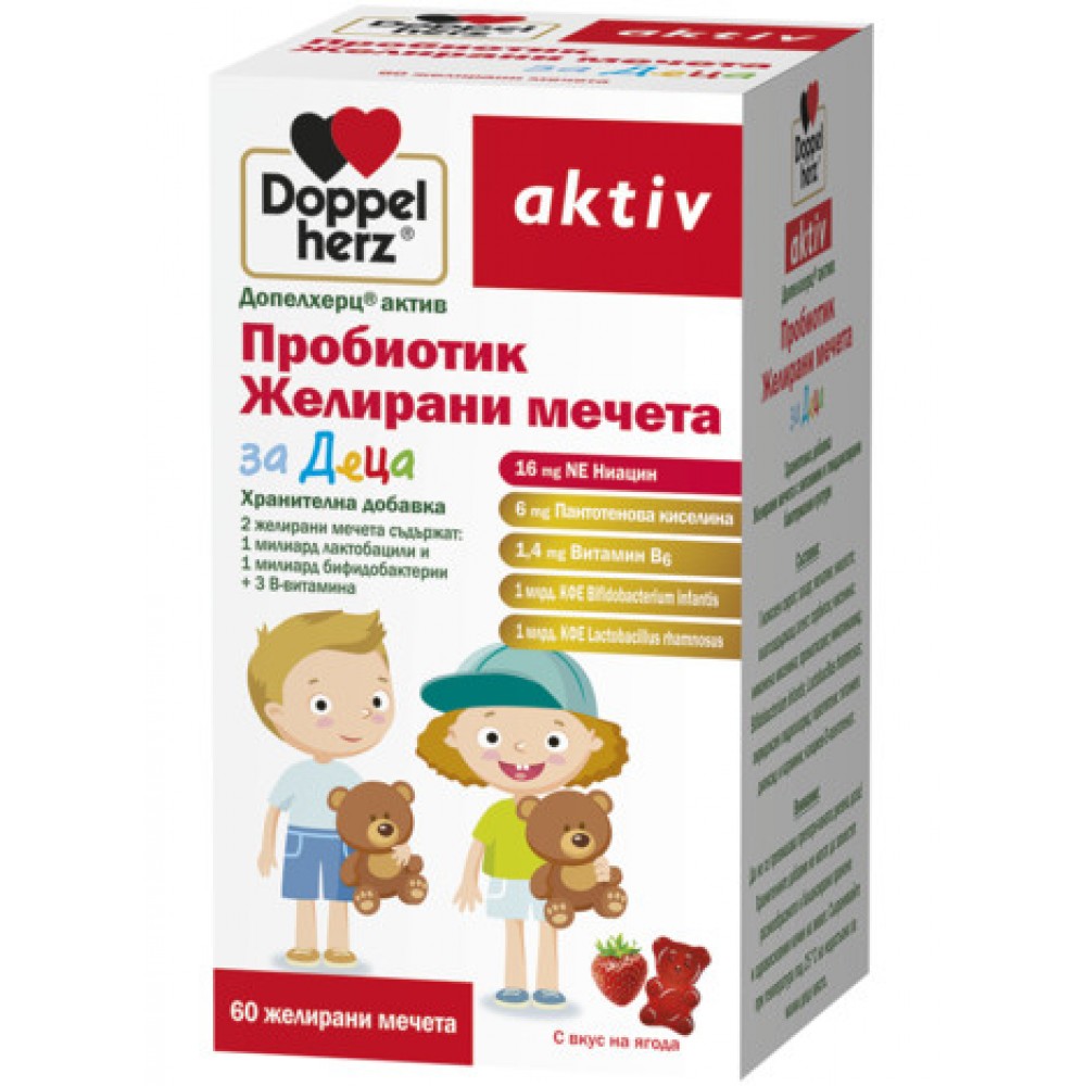 Aktiv Пробиотик за деца - желирани мечета с вкус на ягода х 60, Doppelherz -