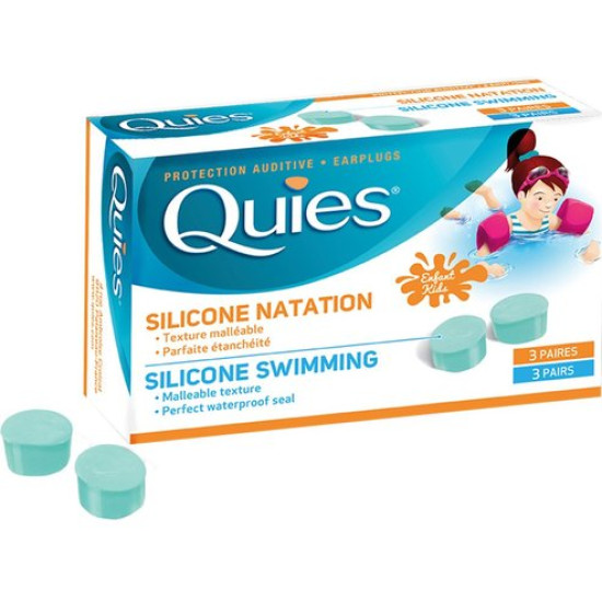 QUIES SILICONE меки водоустойчиви силиконови тапи за уши за деца х 3 бр