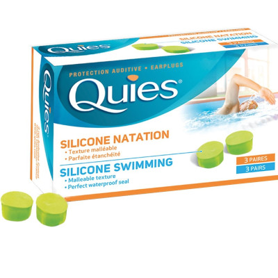 QUIES SILICONE SWIMMING меки водоустойчиви силиконови тапи за уши  х 3 бр