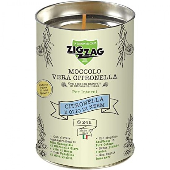 ЗИГ ЗАГ CITRONELLA E OLIO DI NEEM 24h свещ гел против комари с аромат 180 мл