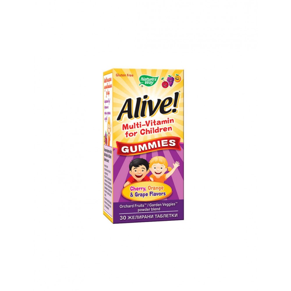 Alive (Алайв) Мултивитамини за деца, 30 дъвчащи таблетки, Nature's way -