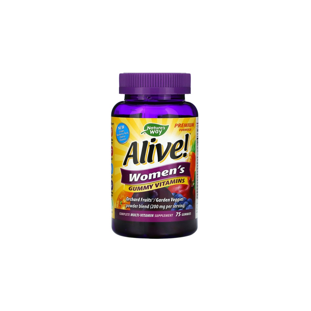 Alive (Алайв) Желирани таблетки мултивитамини за жени, 131мг, 75 бр., Nature's way -