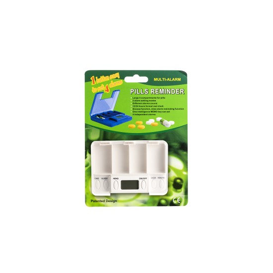 СМАРТ КУТИЯ ЗА ЛЕКАРСТВА MULTI-ALARM PILLS REMINDER с аларма и часовник х 1 бр