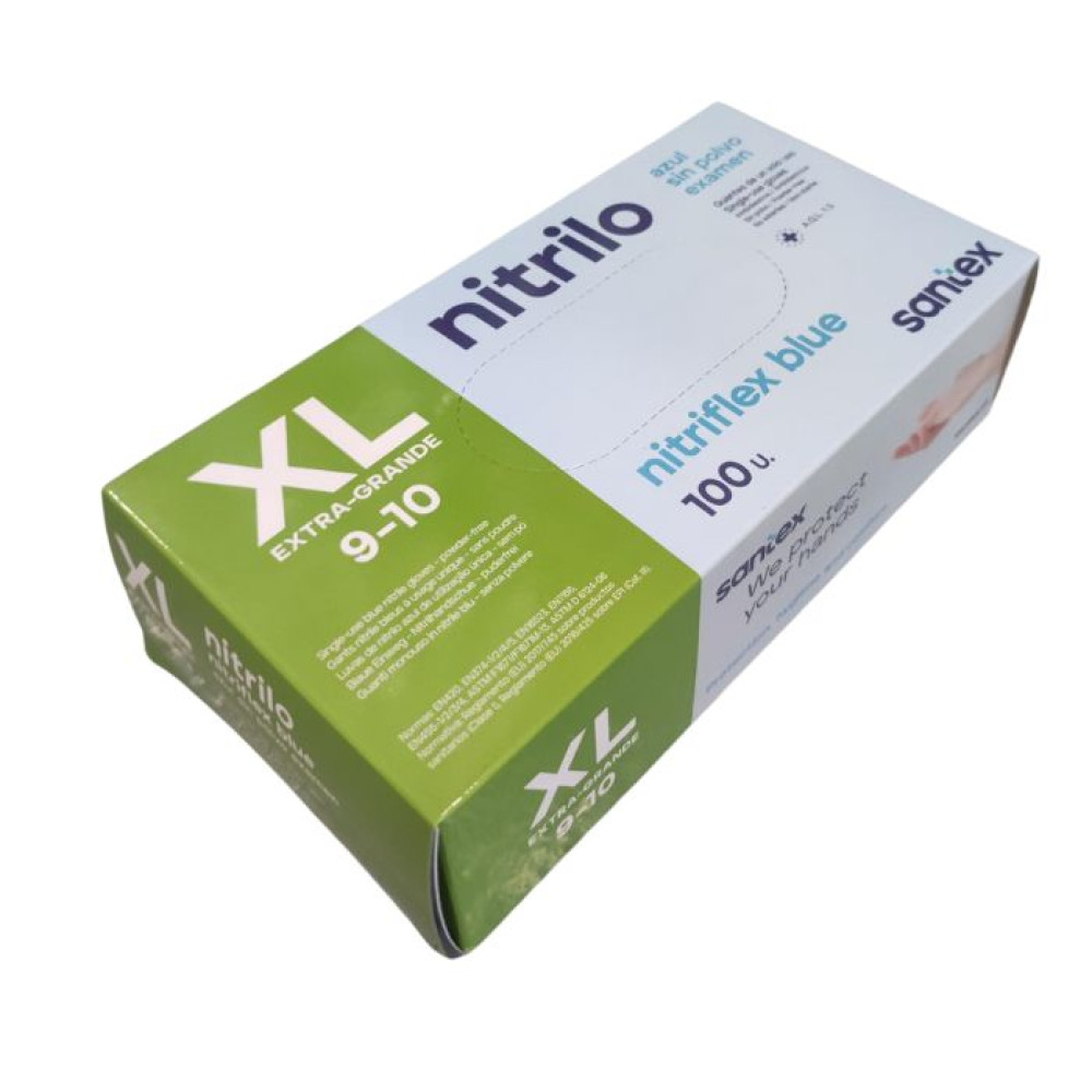 РЪКАВИЦИ нестерилни нитрилни NITRIFLEX СИНИ XL х 100 бр SANTEX - Лични предпазни средства