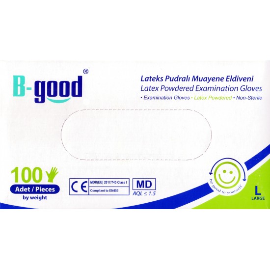 РЪКАВИЦИ ЛАТЕКСОВИ L с пудра B-GOOD х 100 бр