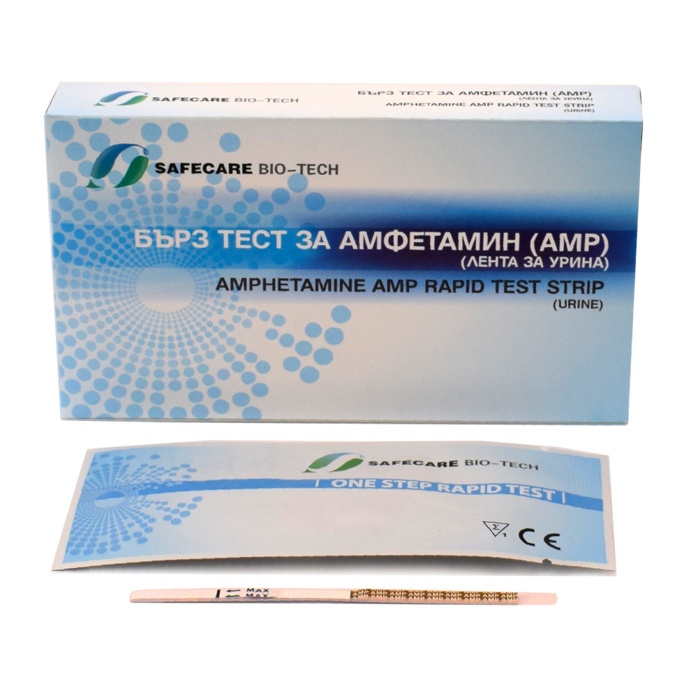 БЪРЗ ТЕСТ SAFECARE ЗА АМФЕТАМИН (AMP) /лента за урина/х 1 бр - Диагностика